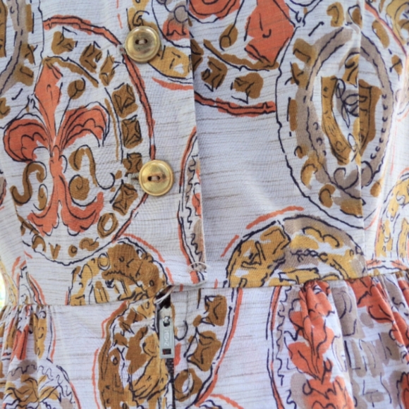 1960's MIDCENTURY CULOTTE JUMPSUIT split dress S - Picture 7 of 7